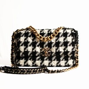 Chanel 19 Flap Tweed Hand Bag Two Tone